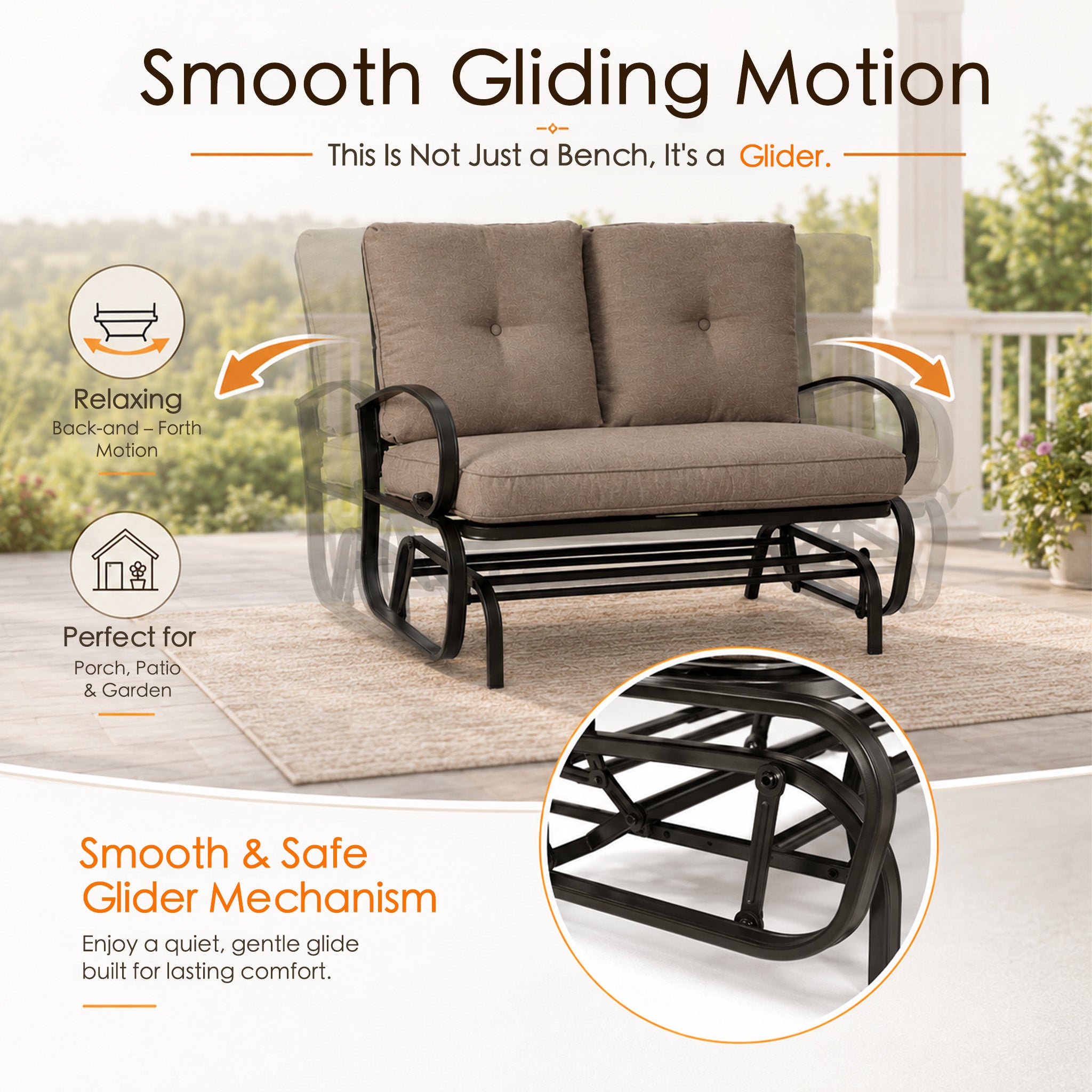 Kozyard Cozy Two Rocking Love Seats Glider Swing Bench/Rocker