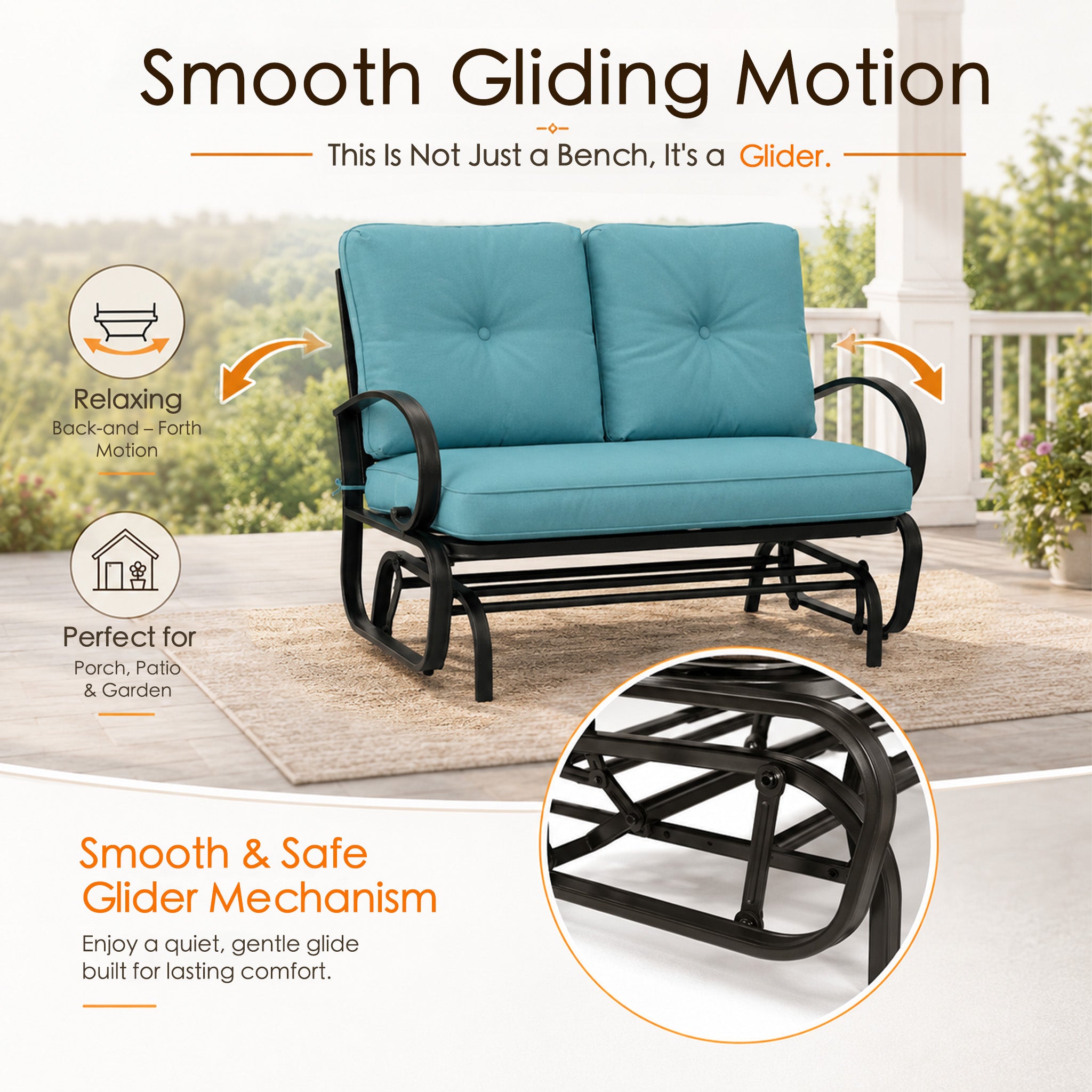 Kozyard Cozy Two Rocking Love Seats Glider Swing Bench/Rocker