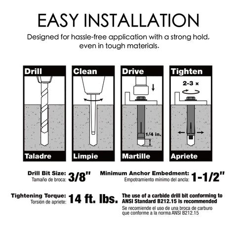 Sleeve Anchor Installation Guide
An installation guide for sleeve anchors, detailing steps like drill, clean, drive, and tighten, along with specifications such as drill bit size and tightening torque. Keywords: sleeve anchor installation, installation steps, anchor specifications