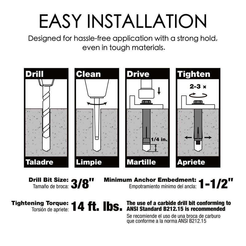 Sleeve Anchor Installation Guide
An installation guide for sleeve anchors, detailing steps like drill, clean, drive, and tighten, along with specifications such as drill bit size and tightening torque. Keywords: sleeve anchor installation, installation steps, anchor specifications