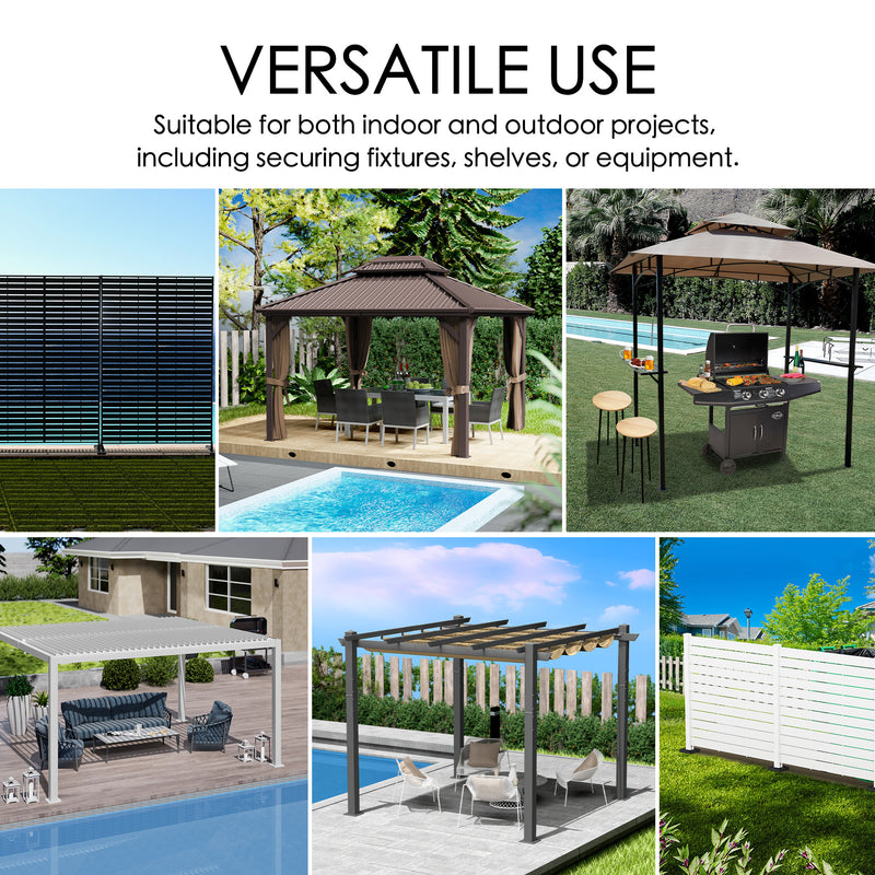 Versatile Applications of Sleeve Anchors
Images demonstrating the versatile use of sleeve anchors in indoor and outdoor projects, such as securing fences, gazebos, and patio furniture. Keywords: sleeve anchors, versatile applications, outdoor projects