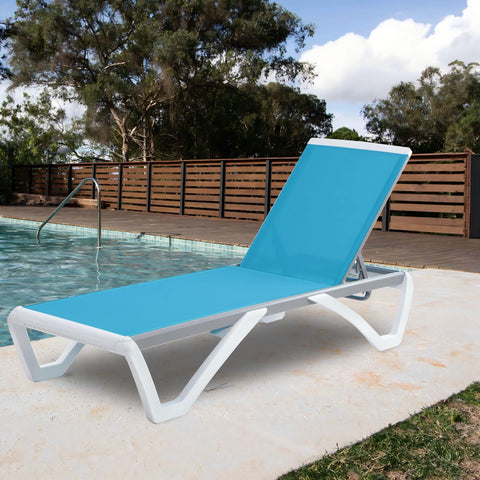 Kozyard Outdoor Chaise Lounge, Aluminum Frame Polypropylene Resin Legs and Textilene Fabric 5 Adjustable Backrest