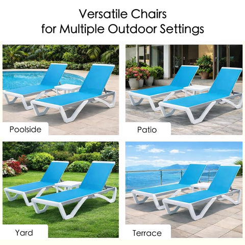 KOZYARD All-Weather Chaise Lounge Chair, Versatile for Poolside, Patio, Yard & Terrace, Durable Textilene Material, Modern Sturdy Frame, 350lbs Weight Capacity

