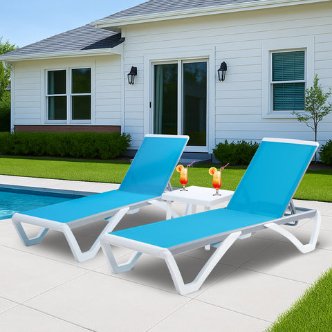Kozyard Outdoor Chaise Lounge, Aluminum Frame Polypropylene Resin Legs and Textilene Fabric 5 Adjustable Backrest
