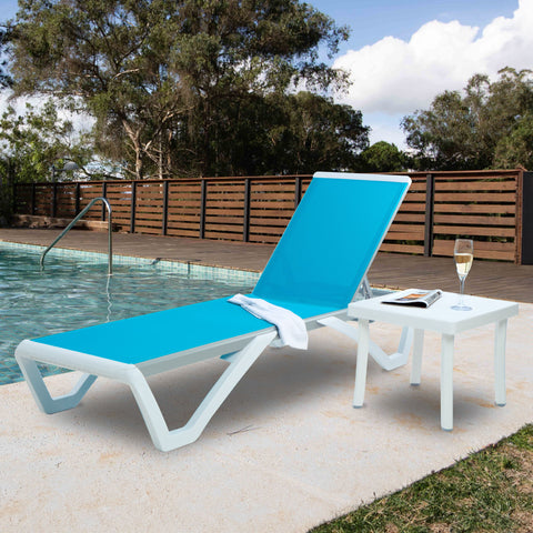 Kozyard Outdoor Chaise Lounge, Aluminum Frame Polypropylene Resin Legs and Textilene Fabric 5 Adjustable Backrest