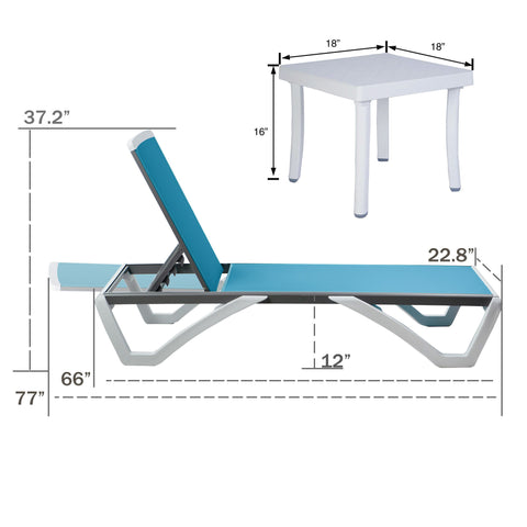 Kozyard Outdoor Chaise Lounge, Aluminum Frame Polypropylene Resin Legs and Textilene Fabric 5 Adjustable Backrest