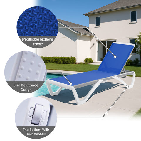 KOZYARD Outdoor Pool Chair, Skid Resistance Design, Breathable Textilene, Built-in Wheels for Easy Mobility, 2-Wheel Base
