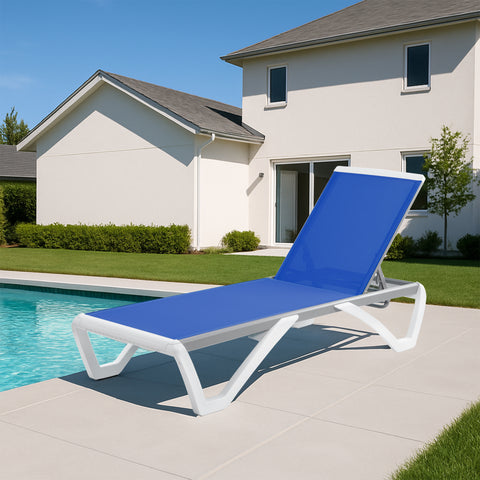 Kozyard Outdoor Chaise Lounge, Aluminum Frame Polypropylene Resin Legs and Textilene Fabric 5 Adjustable Backrest