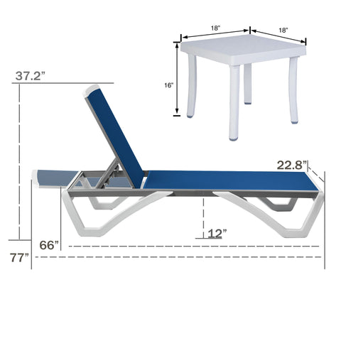 Kozyard Outdoor Chaise Lounge, Aluminum Frame Polypropylene Resin Legs and Textilene Fabric 5 Adjustable Backrest