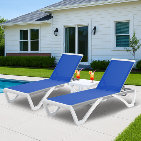Kozyard Outdoor Chaise Lounge, Aluminum Frame Polypropylene Resin Legs and Textilene Fabric 5 Adjustable Backrest