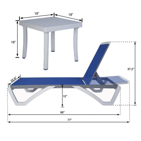 Kozyard Outdoor Chaise Lounge, Aluminum Frame Polypropylene Resin Legs and Textilene Fabric 5 Adjustable Backrest