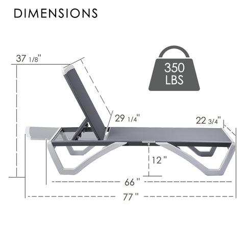 KOZYARD Adjustable Reclining Lounge Chair, 6 Positions for Relax, Read, Sunbathe, Multi-Angle Comfort, Full Flat Design
