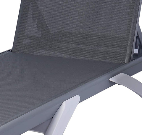 Kozyard Outdoor Chaise Lounge, Aluminum Frame Polypropylene Resin Legs and Textilene Fabric 5 Adjustable Backrest