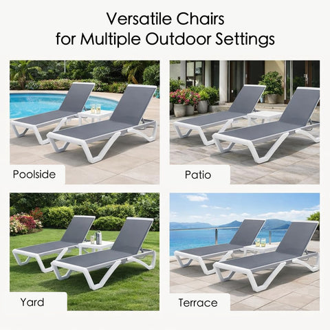 KOZYARD All-Weather Chaise Lounge Chair, Versatile for Poolside, Patio, Yard & Terrace, Durable Textilene Material, Modern Sturdy Frame, 350lbs Weight Capacity
