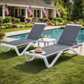 KOZYARD Patio Lounge Chair, 800g Textilene Fabric, Weather-Resistant for Poolside, Modern White & Blue Design, 350lbs Load Capacity

