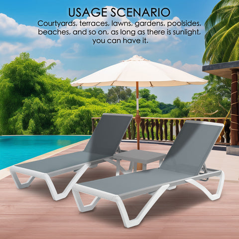 Kozyard Outdoor Chaise Lounge, Aluminum Frame Polypropylene Resin Legs and Textilene Fabric 5 Adjustable Backrest