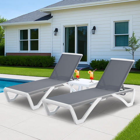 Kozyard Outdoor Chaise Lounge, Aluminum Frame Polypropylene Resin Legs and Textilene Fabric 5 Adjustable Backrest