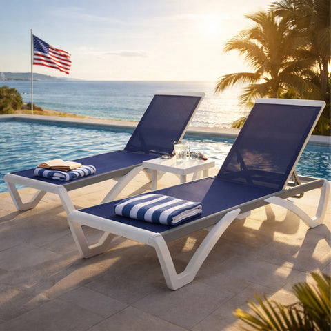 Kozyard Outdoor Chaise Lounge Chair, Full Flat Adjustable Patio Lounger with Aluminum Frame & Resin Legs, Textilene Fabric for Poolside, Backyard & Beach