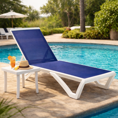 Kozyard Patio Lounge Chair with Side Table – Ideal for Poolside Outdoor Relaxation, Convenient Side Table for Essentials, Durable Outdoor Seating with Sturdy Frame & Premium Textilene Fabric
