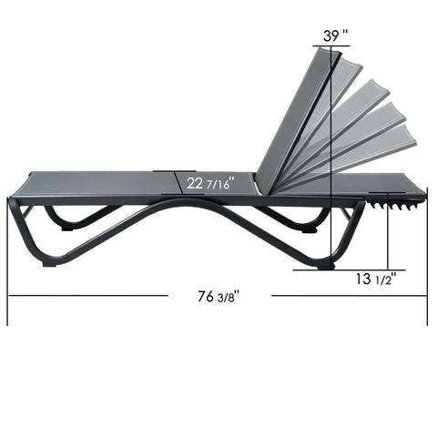 Kozyard Patio Chaise Lounge Chair Flat Recline Adjustable Lounge Chair
