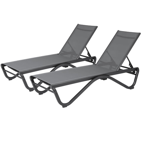 Kozyard Outdoor Chaise Lounge Chair, Full Aluminum Frame, Adjustable Reclining Patio Lounger for Poolside, Sunbathing & Backyard