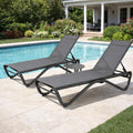 kozyard Outdoor Chaise Lounge Chair Set of 2 with Side Table, Adjustable Backrest, Textilene Fabric, Reinforced Aluminum Frame, Poolside Patio Loungers for Backyard and Lawn Relaxation
