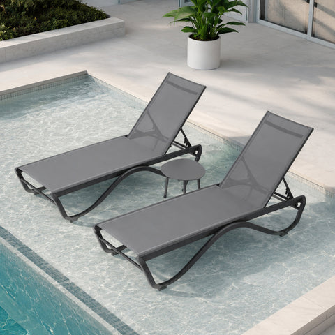 Kozyard Outdoor Chaise Lounge Chair, Full Aluminum Frame, Adjustable Reclining Patio Lounger for Poolside, Sunbathing & Backyard
