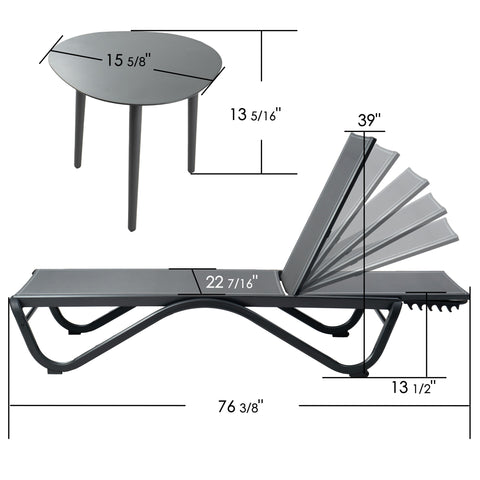 Kozyard Patio Chaise Lounge Chair Flat Recline Adjustable Lounge Chair