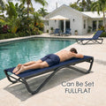 Kozyard Full Flat Outdoor Chaise Lounge Adjustable Recliner with Rust-Proof Aluminum Frame & Breathable Textilene Fabric for Poolside Sunbathing & Lounging