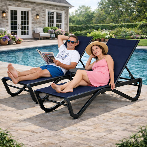 Kozyard Versatile Patio Chaise Lounge Multi-Scene Outdoor Recliner with Durable Textilene Fabric & Strong Aluminum Frame for Porch Poolside Lawn & Patio

