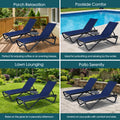 Kozyard Versatile 2-Pack Outdoor Chaise Lounge Set with Side Table Multi-Scene Adjustable Recliners Featuring Rust-Proof Aluminum Frame & Breathable Textilene Fabric for Porch Poolside Lawn & Patio Relaxation