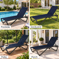 Kozyard outdoor chaise lounge chair for poolside, backyard, patio and porch relaxation, featuring an adjustable reclining backrest, breathable mesh fabric and durable weather-resistant frame. This modern patio lounge chair is ideal for sunbathing, pool deck seating, garden relaxation and outdoor living, combining comfortable support, stylish design and versatile placement for residential outdoor spaces.