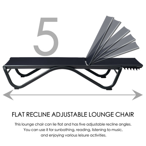 Kozyard Patio Chaise Lounge Chair Flat Recline Adjustable Lounge Chair