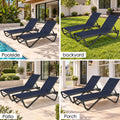 Kozyard outdoor chaise lounge chair for poolside, backyard, patio and porch relaxation, featuring an adjustable reclining backrest, breathable mesh fabric and durable weather-resistant frame. This modern patio lounge chair is ideal for sunbathing, pool deck seating, garden relaxation and outdoor living, combining comfortable support, stylish design and versatile placement for residential outdoor spaces.