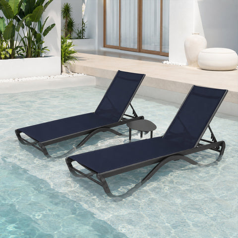 Kozyard Outdoor Chaise Lounge Chair, Full Aluminum Frame, Adjustable Reclining Patio Lounger for Poolside, Sunbathing & Backyard