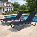 Kozyard 2-Pack Outdoor Chaise Lounge Set with Matching Side Table Adjustable Recliners for Poolside Patio Backyard Featuring Rust-Proof Aluminum Frame & Breathable Textilene Fabric
