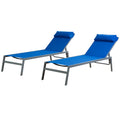 kozyard Set of 2 Outdoor Chaise Lounges, Stackable Patio Recliners with Removable Headrest Pillow, 5-Level Adjustable Backrest, Textilene Fabric & Sturdy Aluminum Frame, All-Weather Poolside Furniture
