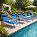 kozyard Set of 5 Outdoor Chaise Lounges, Poolside Patio Recliners with Removable Headrest Pillow, 5-Level Adjustable Backrest, Textilene Fabric & Aluminum Frame, Weather-Resistant for Backyard Gatherings
