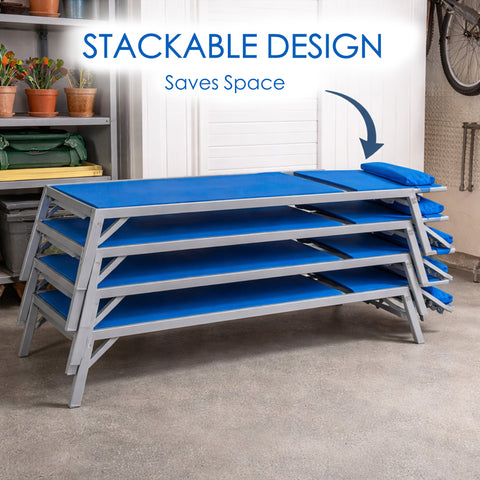 kozyard Stackable Outdoor Chaise Lounge, Space-Saving Patio Recliner, 5-Level Adjustable Backrest, Removable Pillow, Textilene Fabric & Powder-Coated Aluminum Frame, Easy Storage

