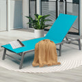 A Chic Aqua Blue Outdoor Lounge Chair by Pool
alt text：A stylish aqua blue outdoor lounge chair, placed by a pool and accessorized with a magazine, drinks, and a throw blanket. Keywords: aqua blue outdoor lounge chair, poolside, patio furniture.
