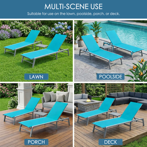 kozyard Versatile Outdoor Chaise Lounge, Ideal for Lawn, Poolside, Porch & Deck, 6-Level Adjustable Backrest, Rust-Proof Aluminum Frame, Foldable Design, Durable All-Weather Fabric
