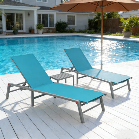 Kozyard Outdoor Chaise Lounge – Poolside Adjustable Recline Lounge Chair with 750g Waterproof Quick-Dry Fabric & Sturdy Metal Frame, Ideal for Backyard/Patio Relaxation by Swimming Pool
