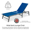 Heavy - Duty Wide - Seat Lounge Chair
alt text：A blue lounge chair with a 25 - inch wide seat, capable of supporting up to 300 lbs, and featuring an easy - unfold mechanism without pressing buttons. Keywords: wide - seat lounge chair, 300 lbs capacity, easy unfold
