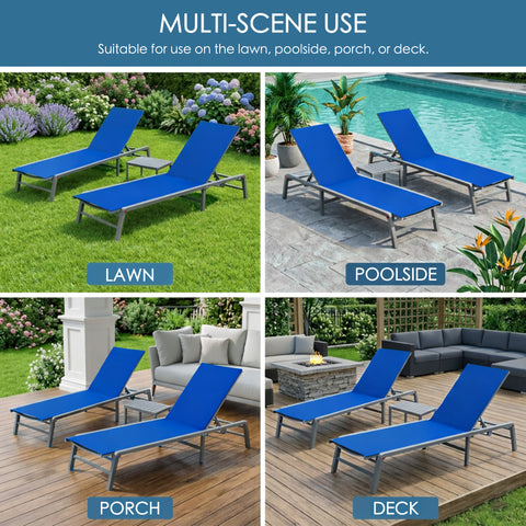 kozyard Versatile Outdoor Chaise Lounge, Ideal for Lawn, Poolside, Porch & Deck, 6-Level Adjustable Backrest, Rust-Proof Aluminum Frame, Foldable Design, Durable All-Weather Fabric
