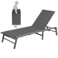 Sleek Foldable Gray Lounge Chair
alt text：A gray foldable lounge chair, demonstrating its foldable feature for easy storage and portability. Keywords: foldable lounge chair, gray, portable
