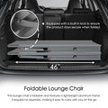 Convenient Foldable Lounge Chair
alt text：An image of a gray foldable lounge chair with a lightweight aluminum frame, fitting in a car trunk. It has a built - in lock for security when folded and requires no assembly. Keywords: foldable lounge chair, lightweight aluminum frame, no assembly