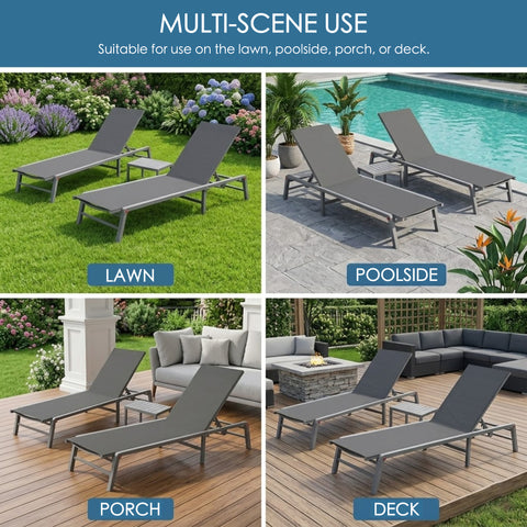 kozyard Versatile Outdoor Chaise Lounge, Ideal for Lawn, Poolside, Porch & Deck, 6-Level Adjustable Backrest, Rust-Proof Aluminum Frame, Foldable Design, Durable All-Weather Fabric
