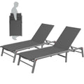 Stackable Gray Lounge Chair Set
alt text：A set of stackable gray lounge chairs, showcasing their foldable design for easy storage and portability. Keywords: stackable lounge chairs, gray, foldable design
