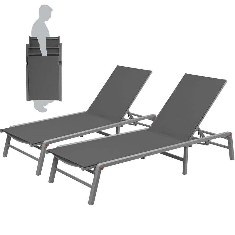 Stackable Gray Lounge Chair Set
alt text：A set of stackable gray lounge chairs, showcasing their foldable design for easy storage and portability. Keywords: stackable lounge chairs, gray, foldable design
