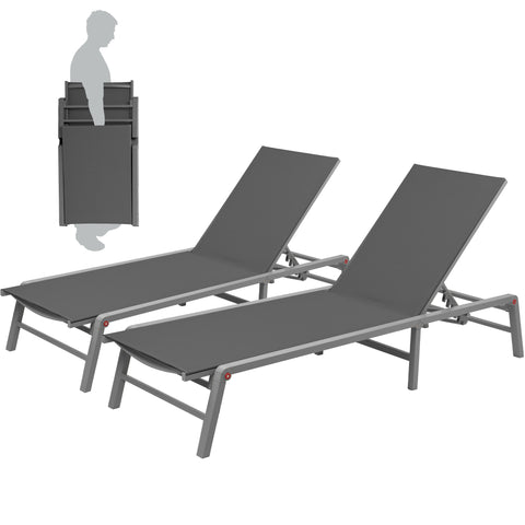 kozyard Set of 2 Outdoor Chaise Lounges, Foldable Patio Recliners, Adjustable Backrests, Rust-Proof Aluminum Frames, Breathable Quick-Dry Fabric, Perfect for Poolside & Backyard
